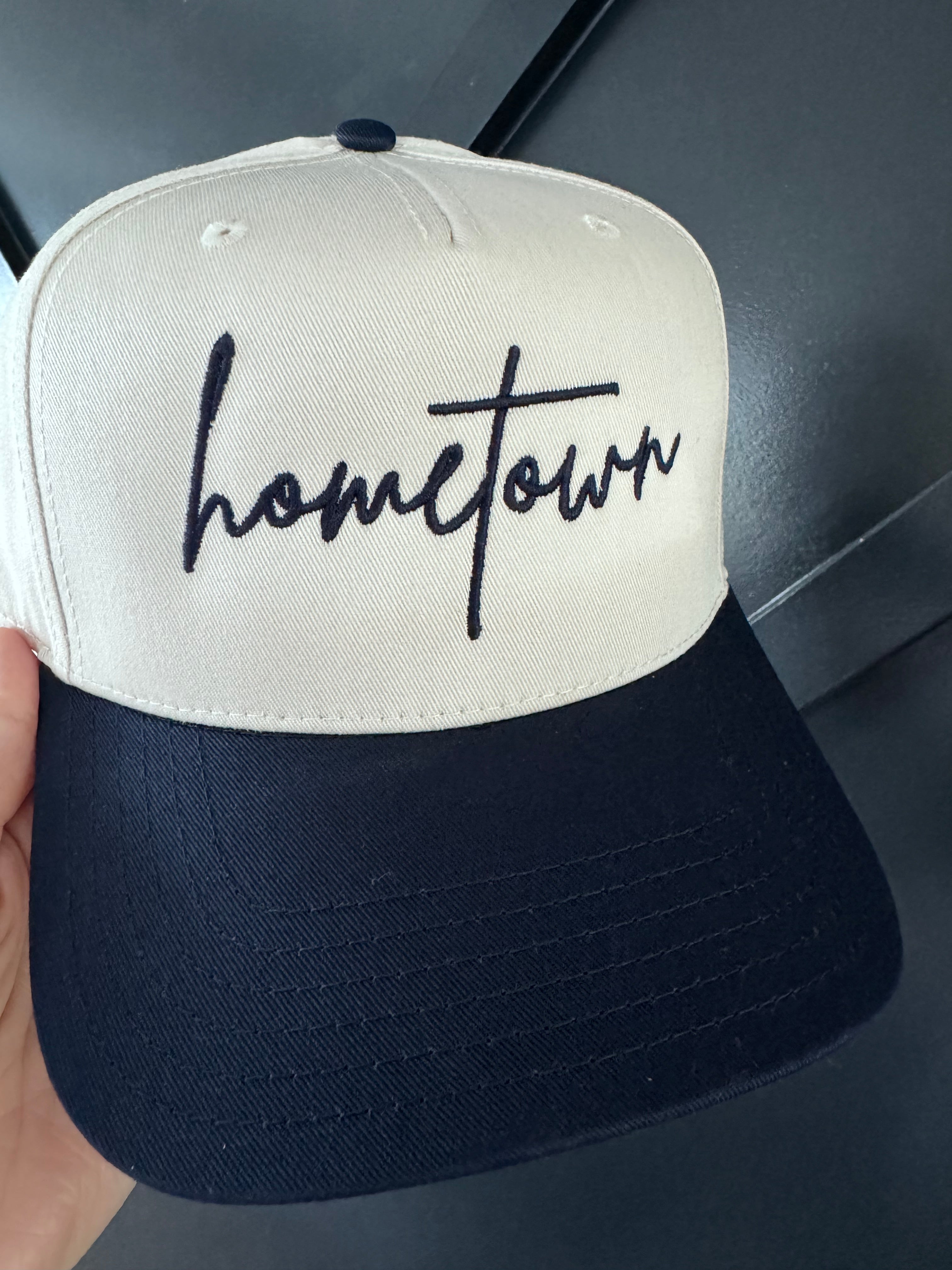 Hometown Embroidered Navy Blue Hat