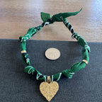 Lincoln Leopard Heart Charm Bandana Necklace Green