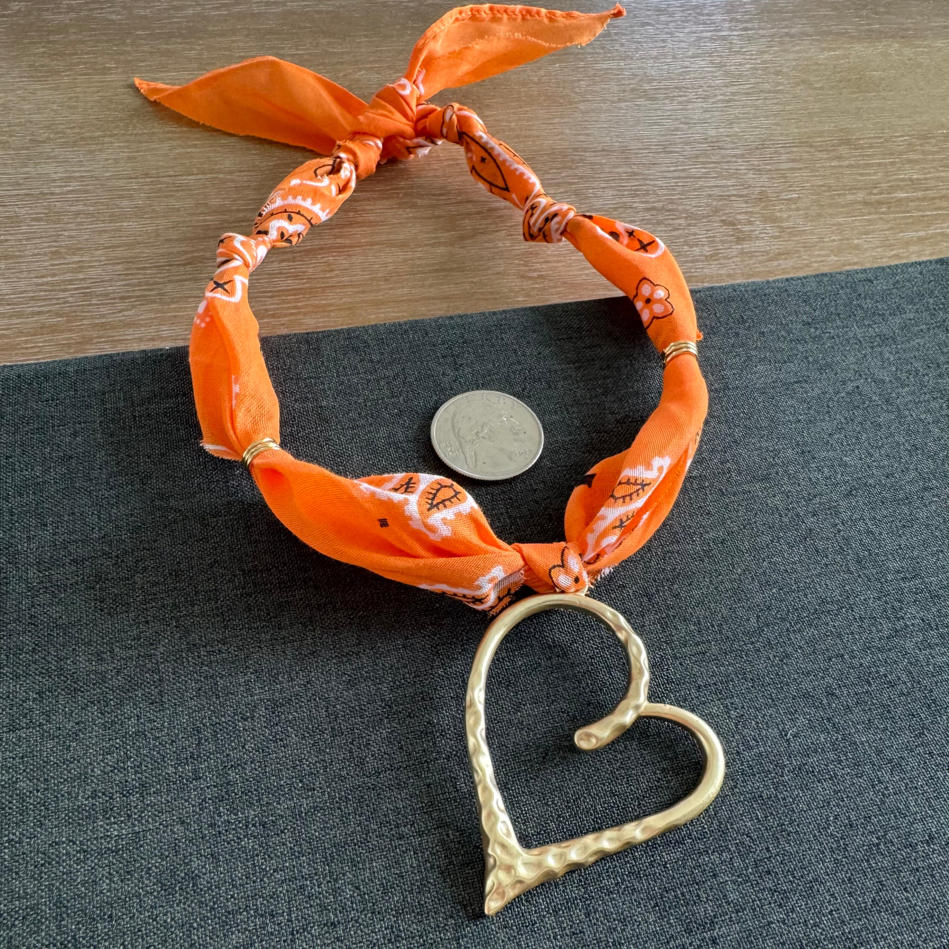 Heart Bandana Necklace TN Orange