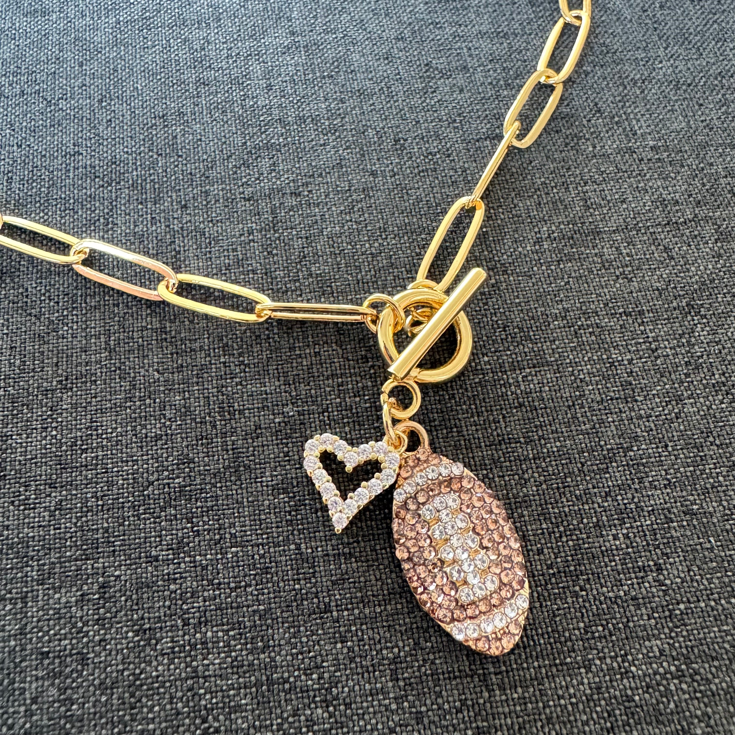 Football Layered Heart Necklace