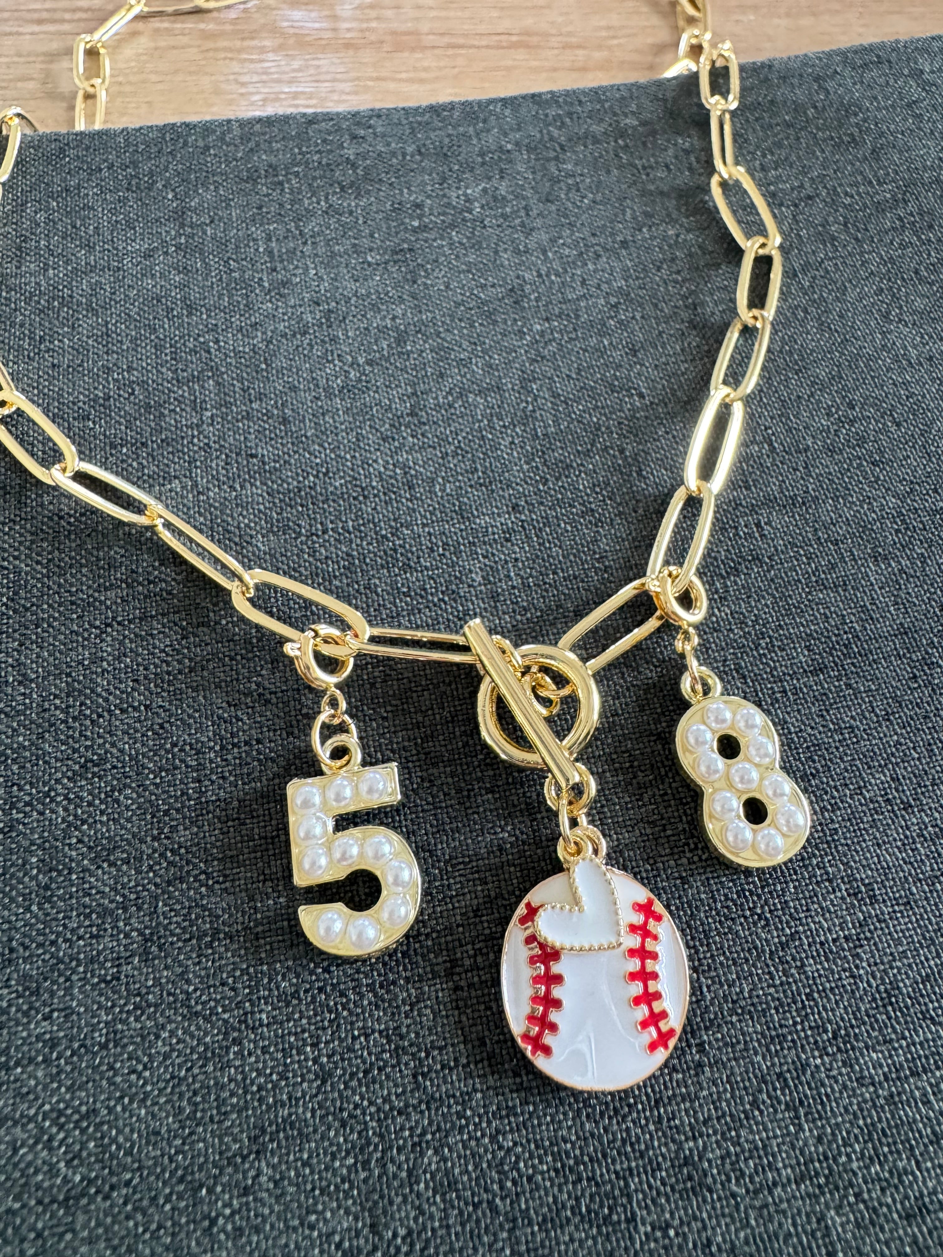 Baseball Heart Number Necklace