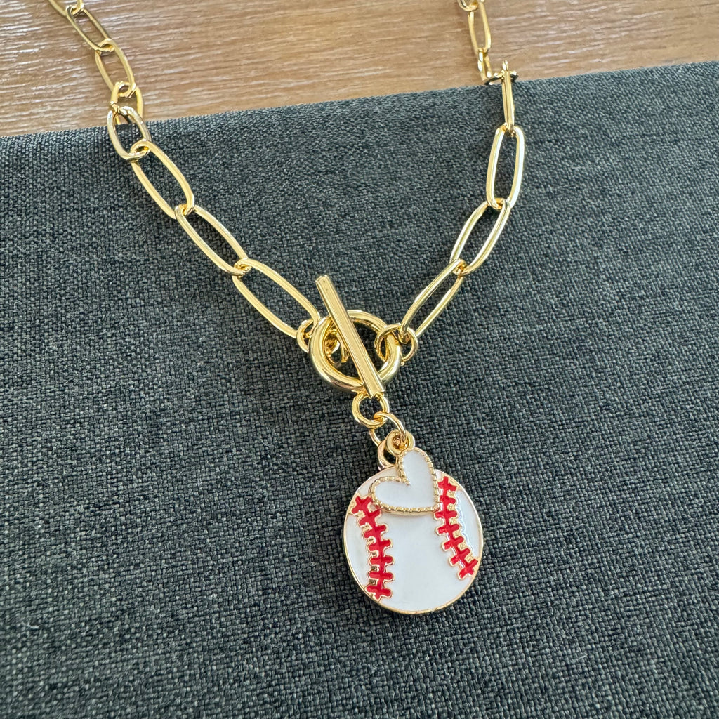 Baseball Heart Layered Necklace