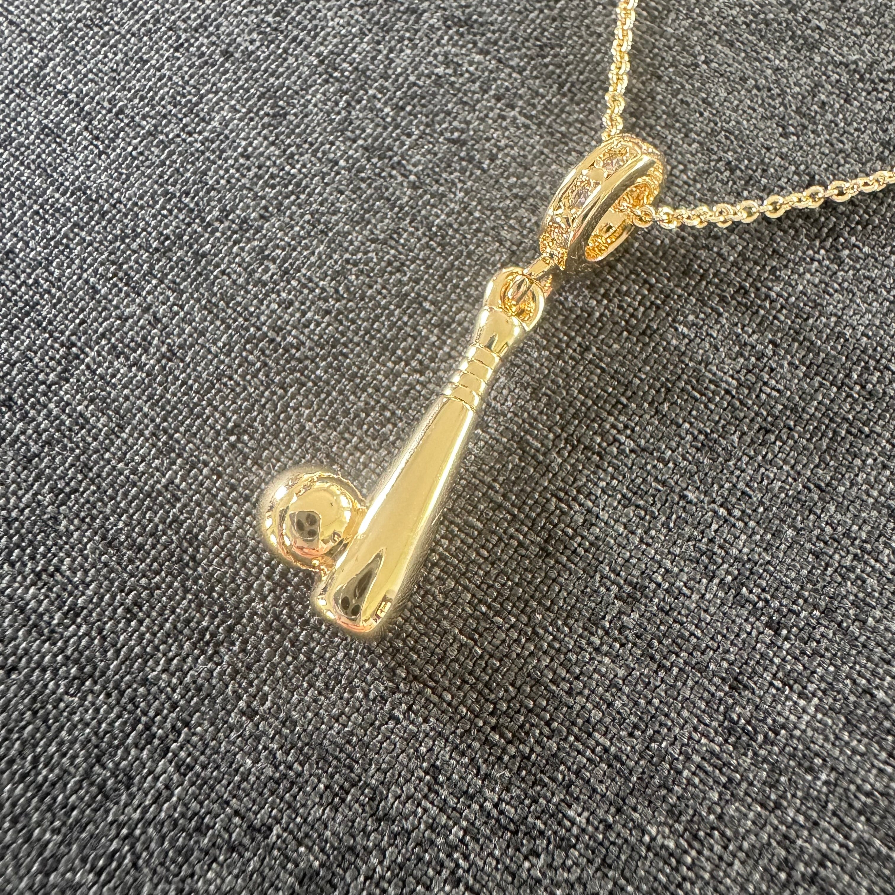 Baseball Bat and Ball Pendant Necklace