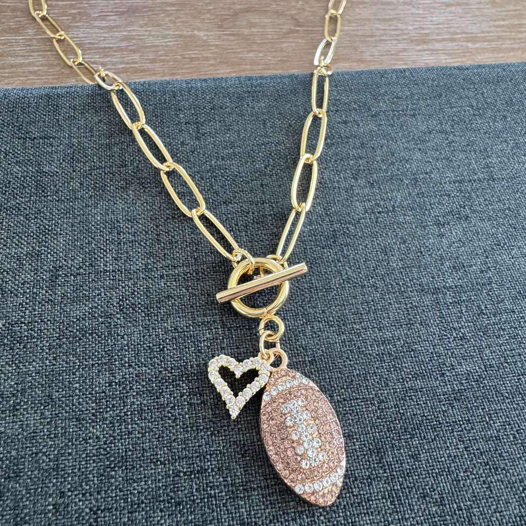 Football Layered Heart Necklace