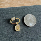 Custom Small Rhinestone Letter Charm Tag Carabiner