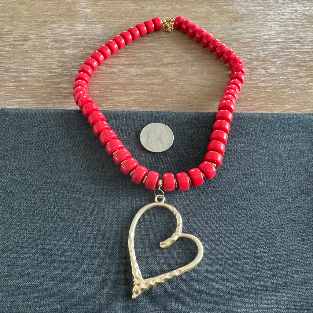 Harrison Heart Necklace red