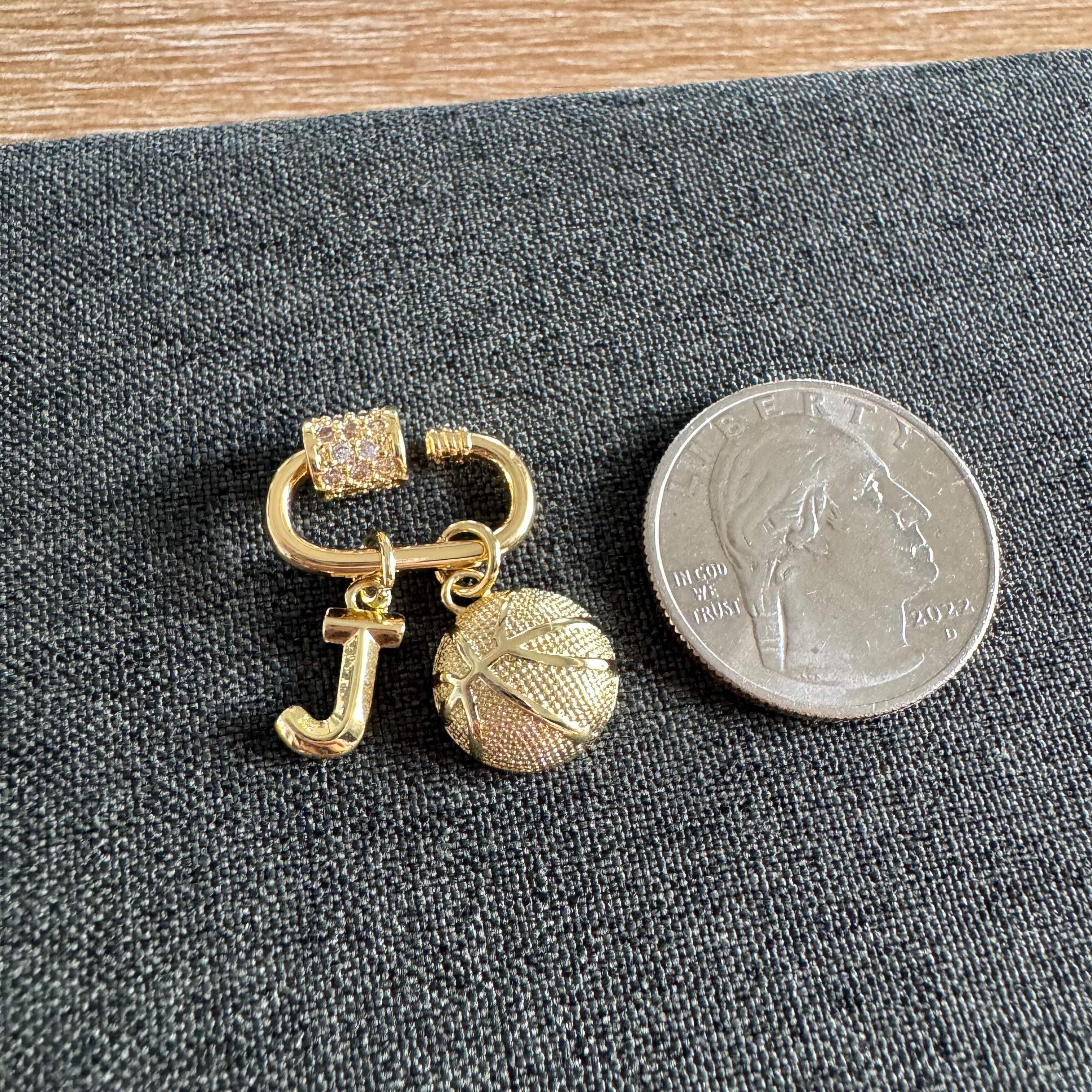 Custom Letter Basketball Golden Small Carabiner
