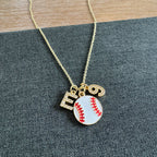 Baseball Initial and Number Necklace