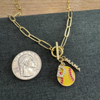 Softball Mama Initial Rhinestone Necklace