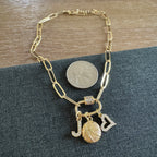 Basketball Heart Charm Necklace Golden