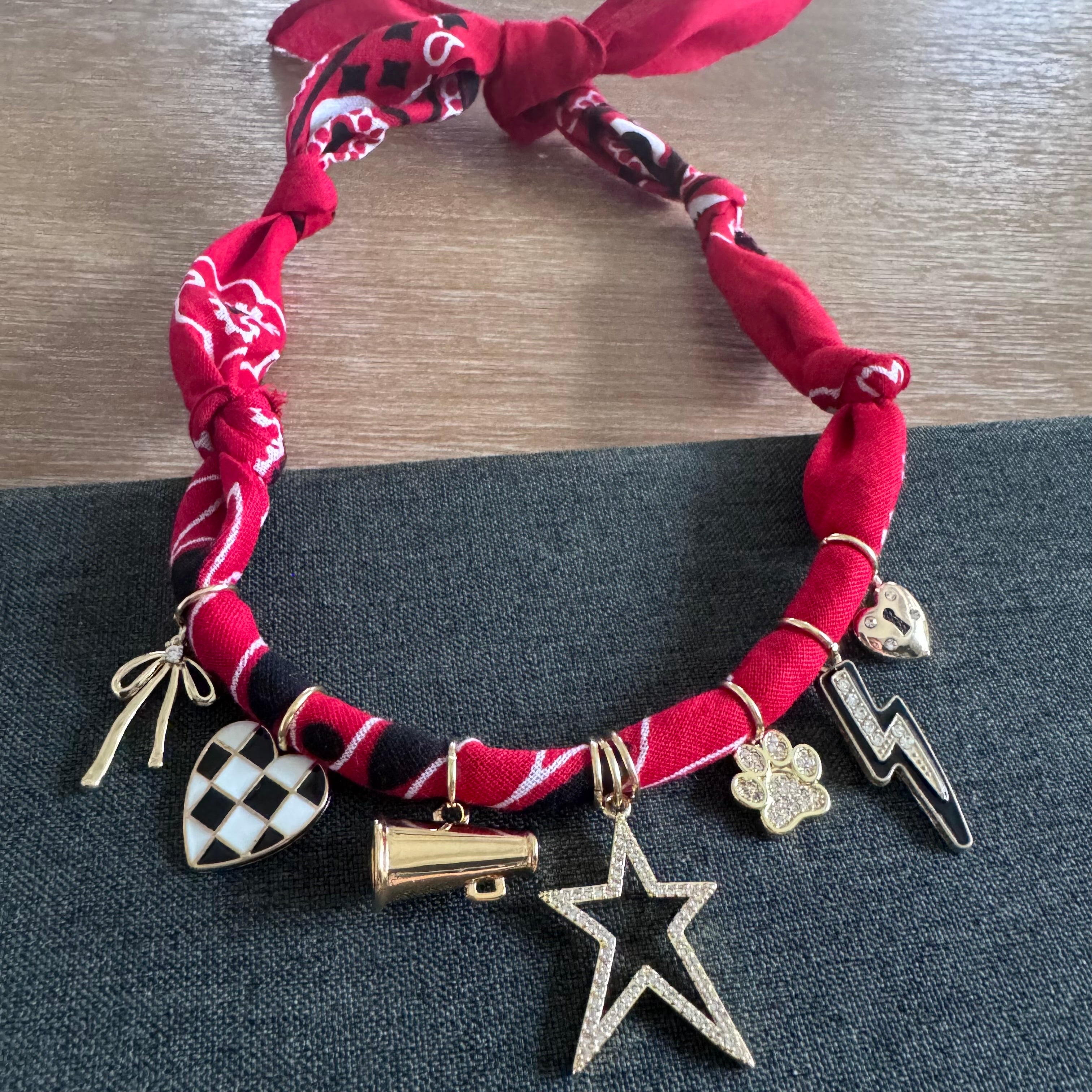 Panther Cheer Bandana Charm Necklace Red