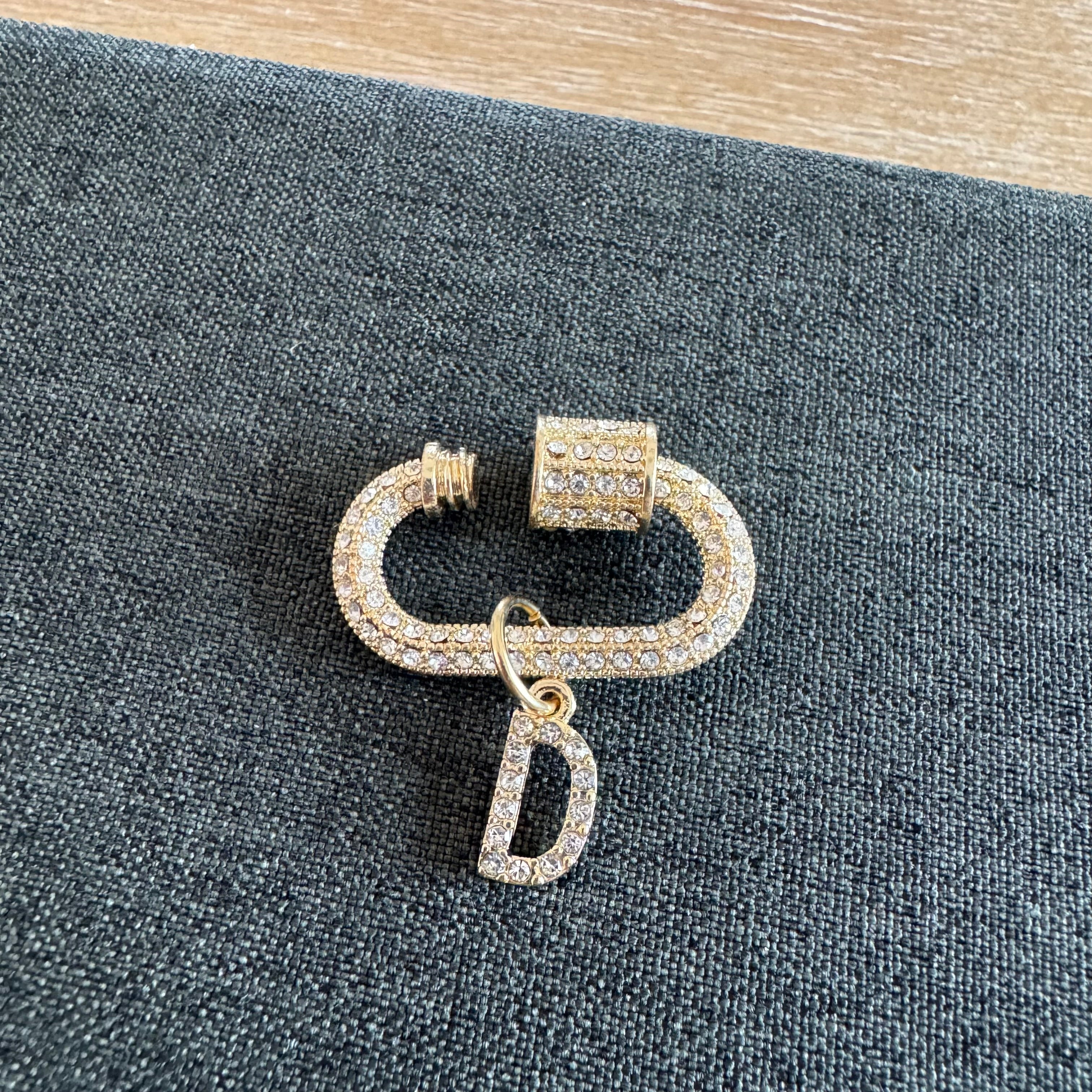 Stone Initial Bling Carabiner