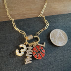 Basketball Stone Mama Number Charm Necklace
