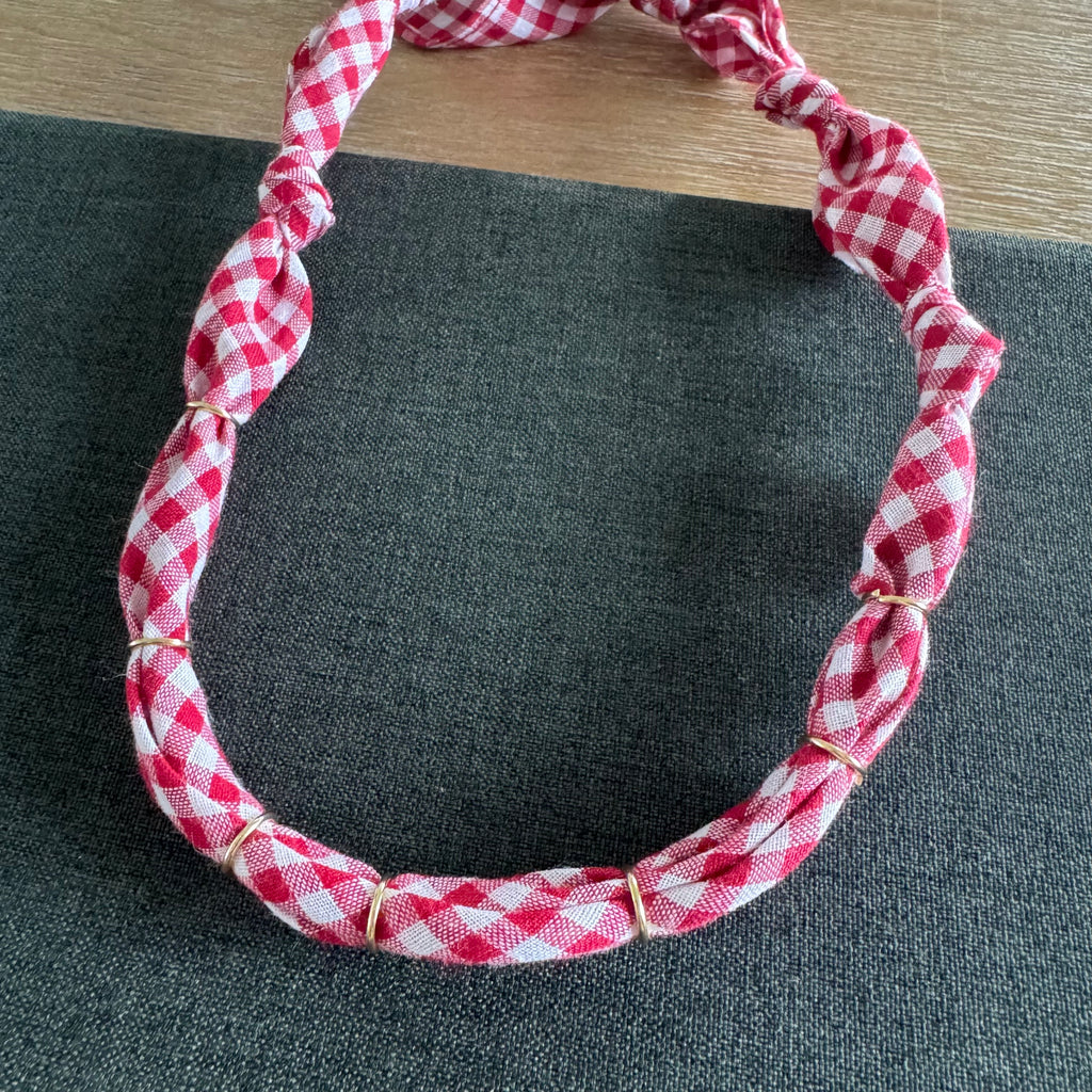 Premade Bandana Necklace Red Gingham