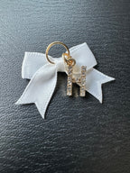 White Bow Initial Charm