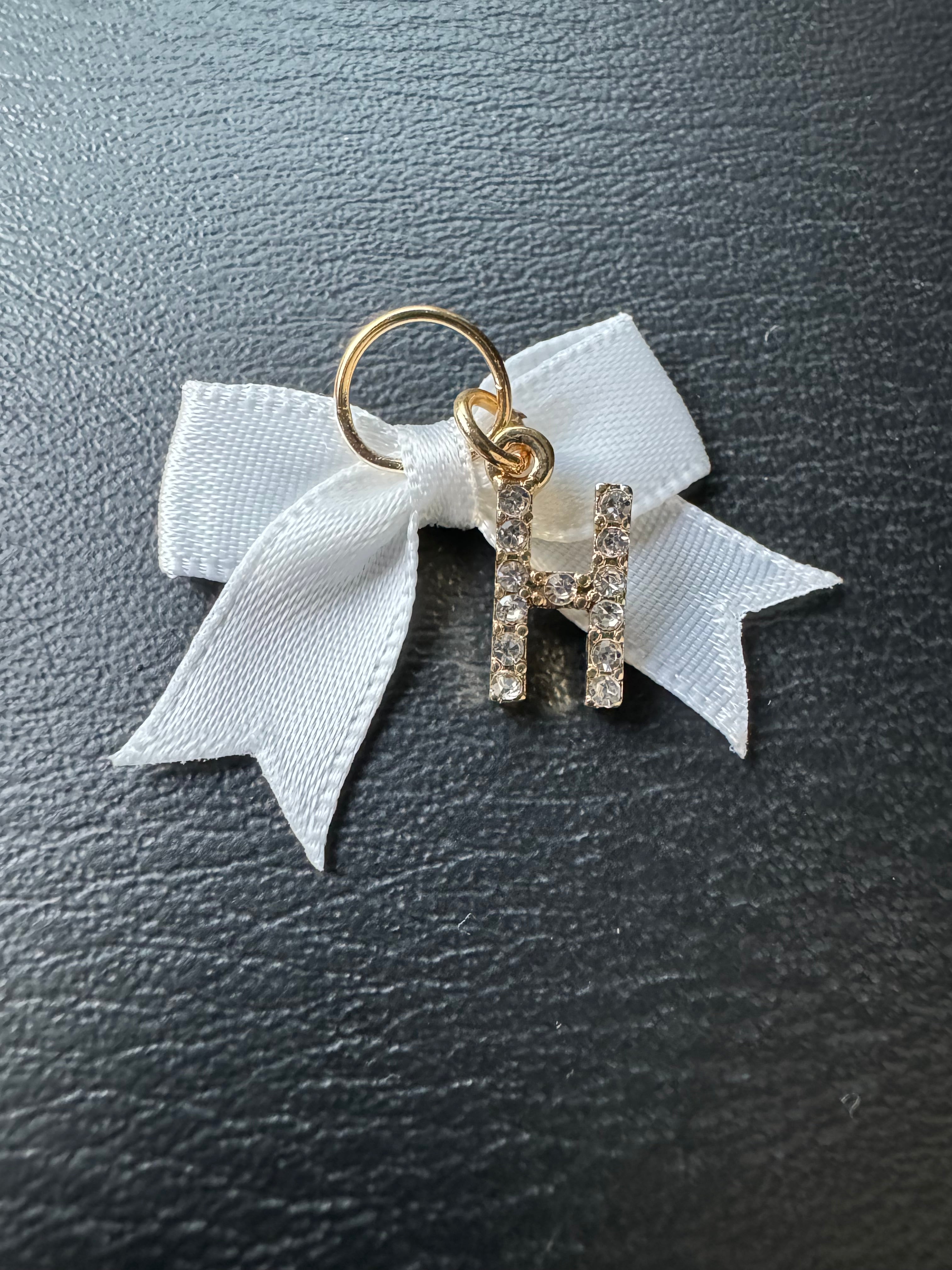 White Bow Initial Charm