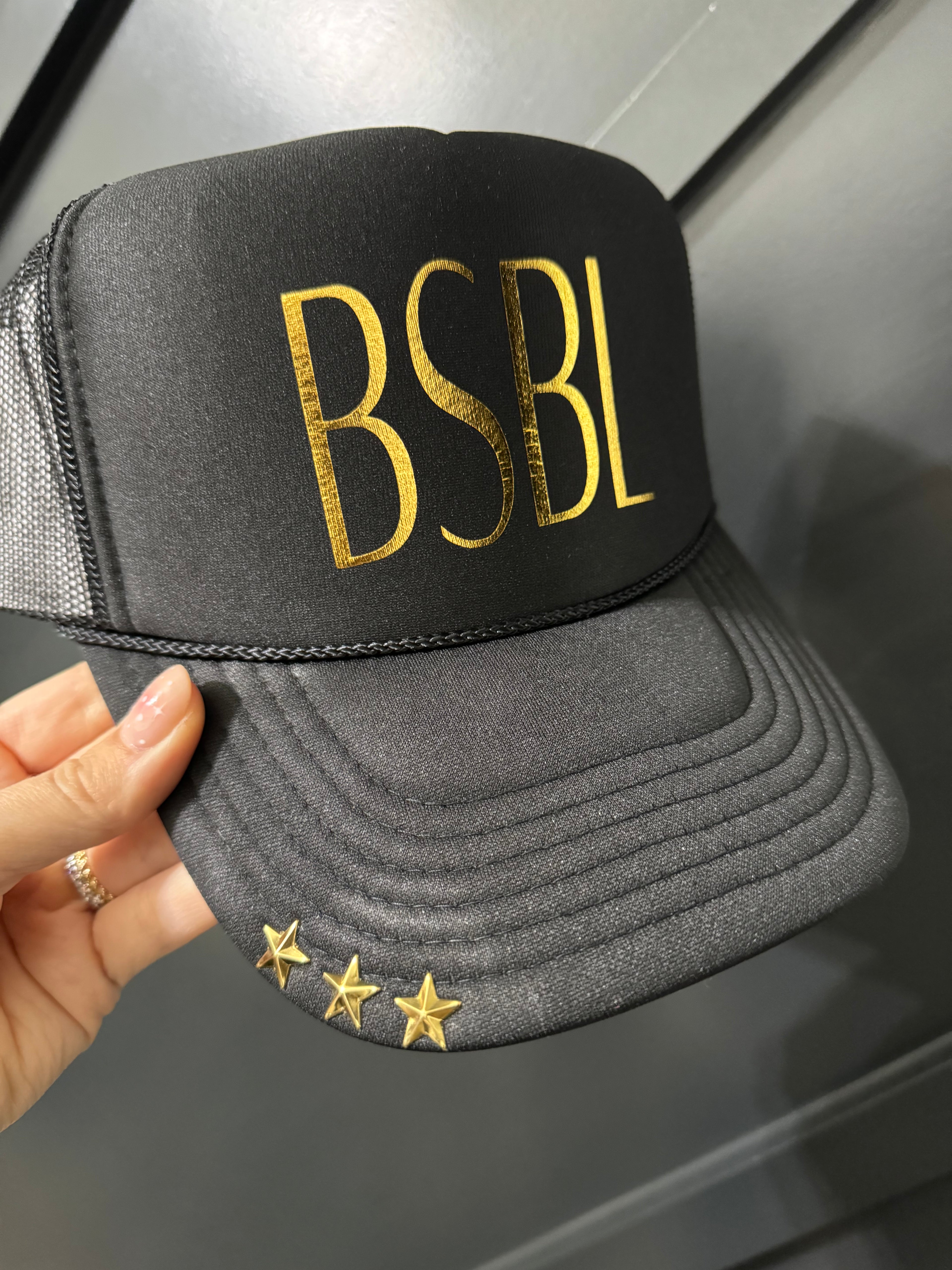 Baseball Gold Star Black Hat