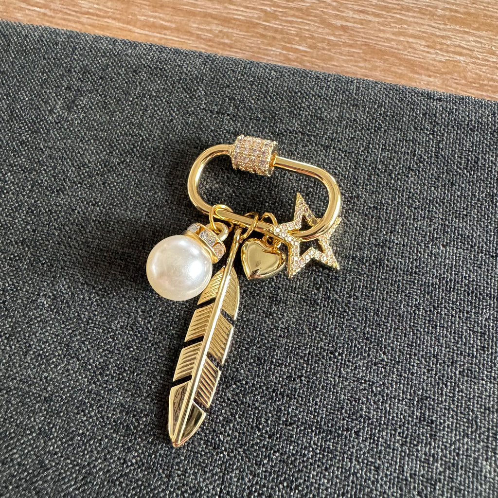 Hometown Rhinestone Carabiner Golden