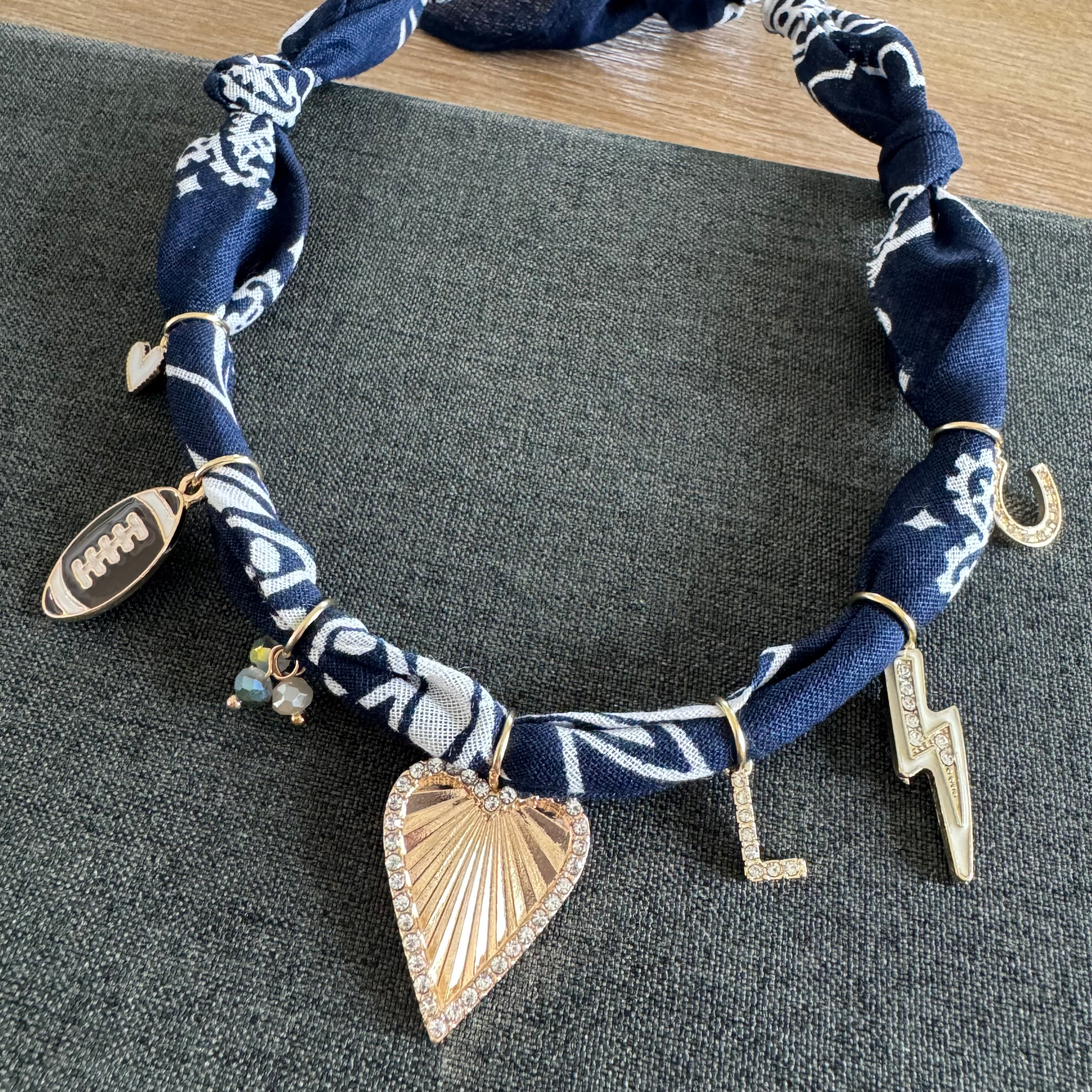 Football Bandana Necklace Navy Blue