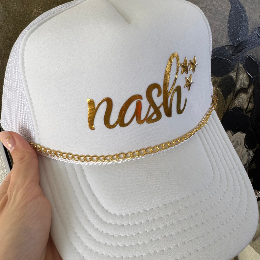 Nash Stars White Hat with chain