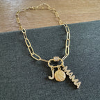 Basketball Mama Charm Necklace Golden