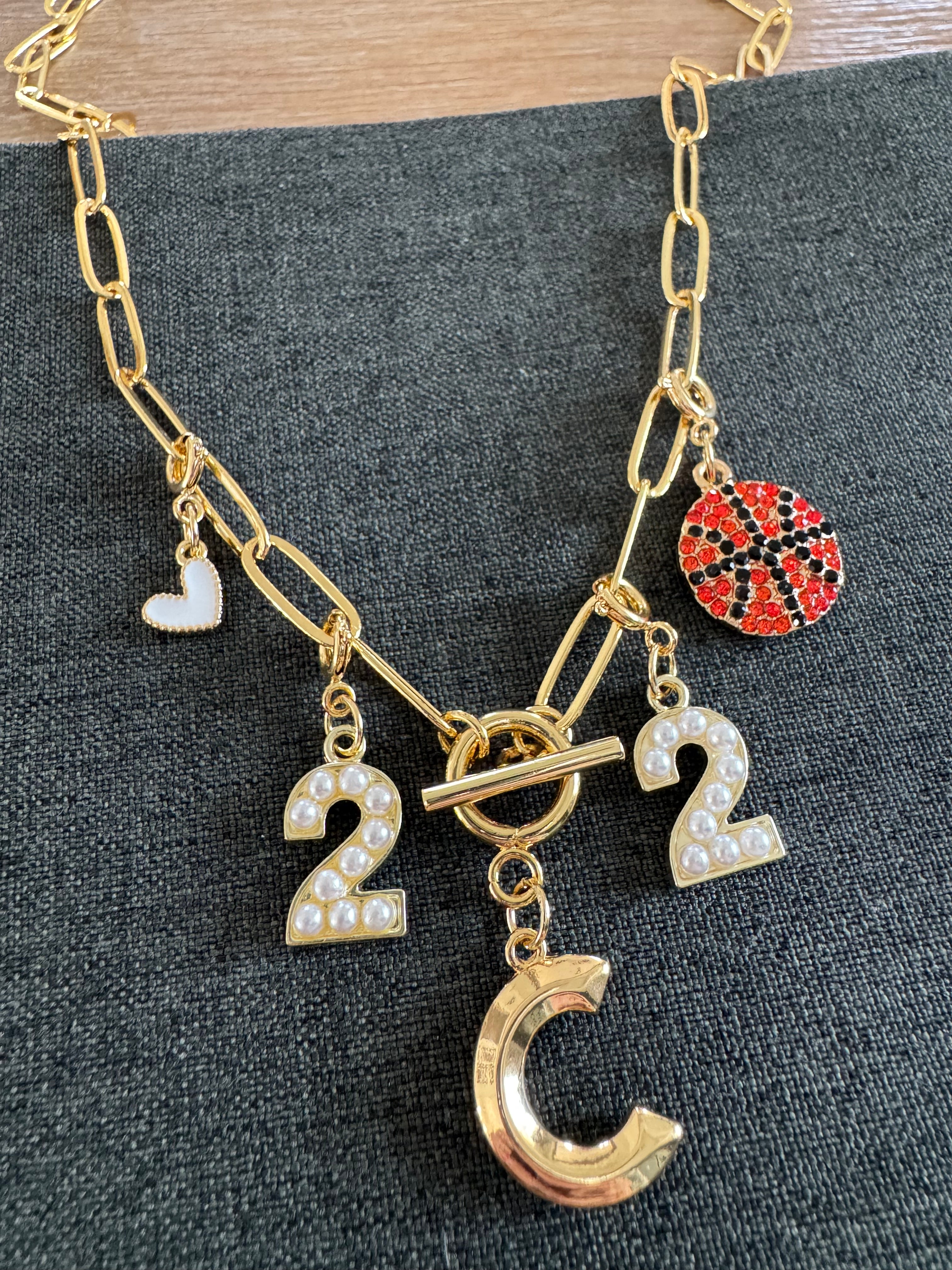 Basketball Stone Number Necklace