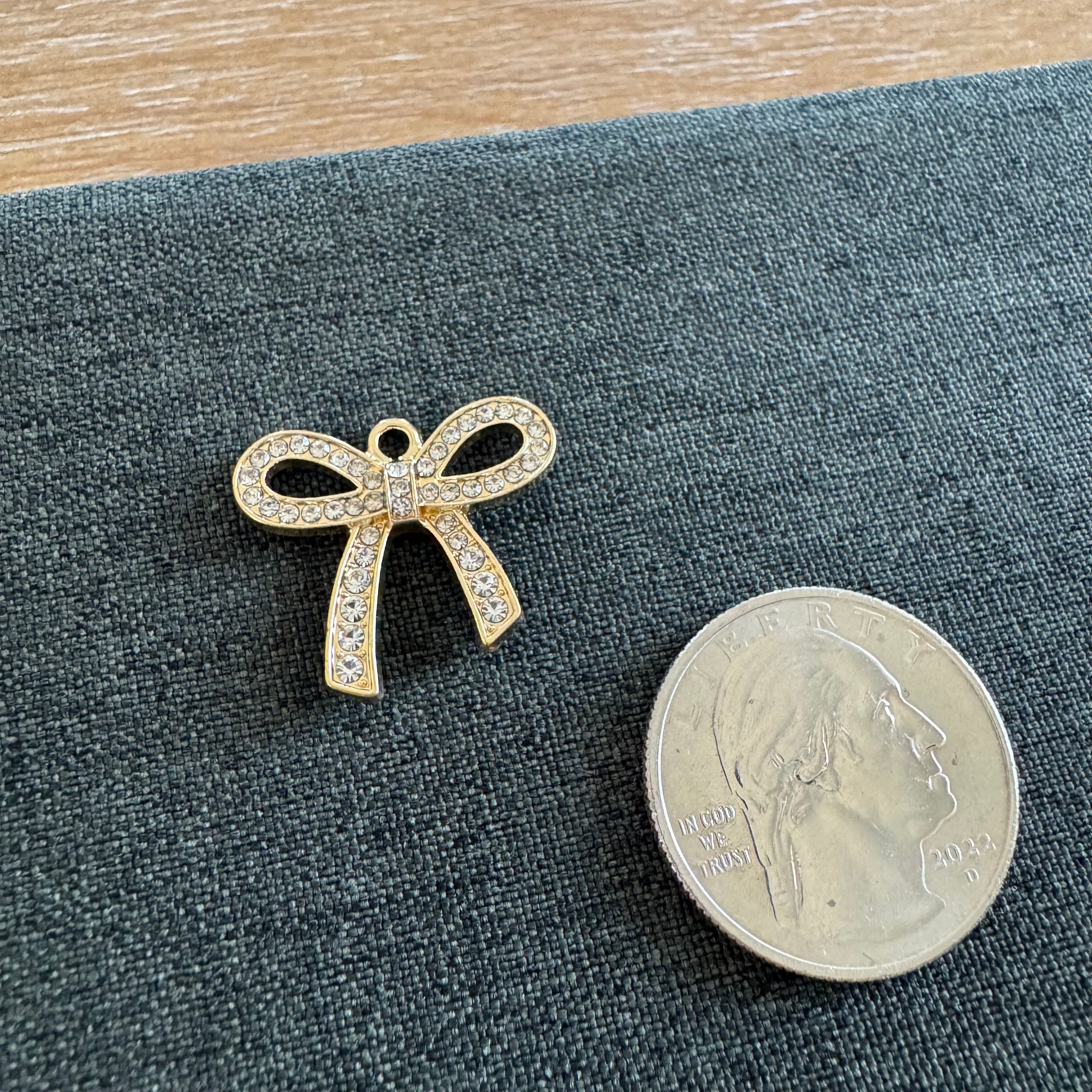 Rhinestone Bow Charm