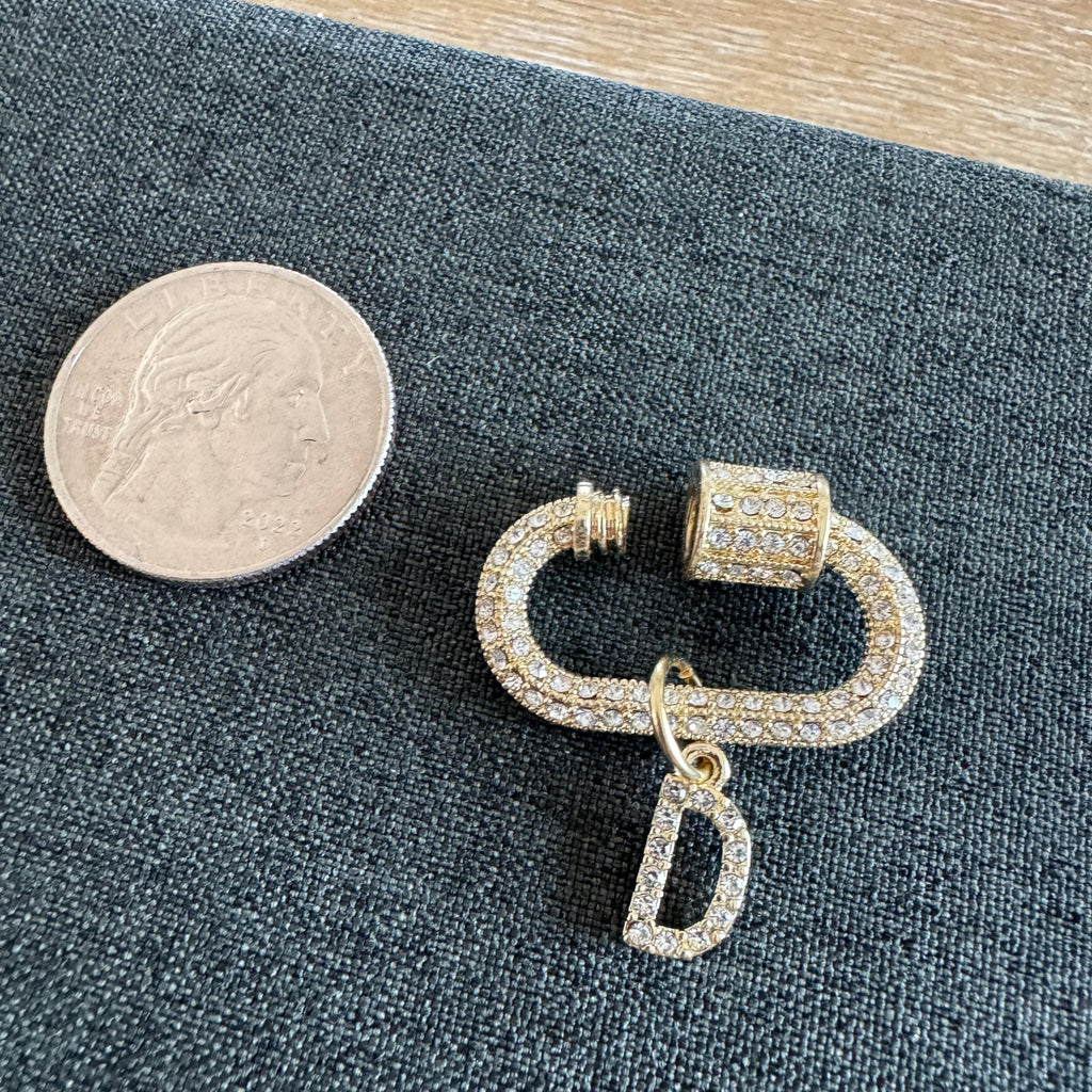 Stone Initial Bling Carabiner