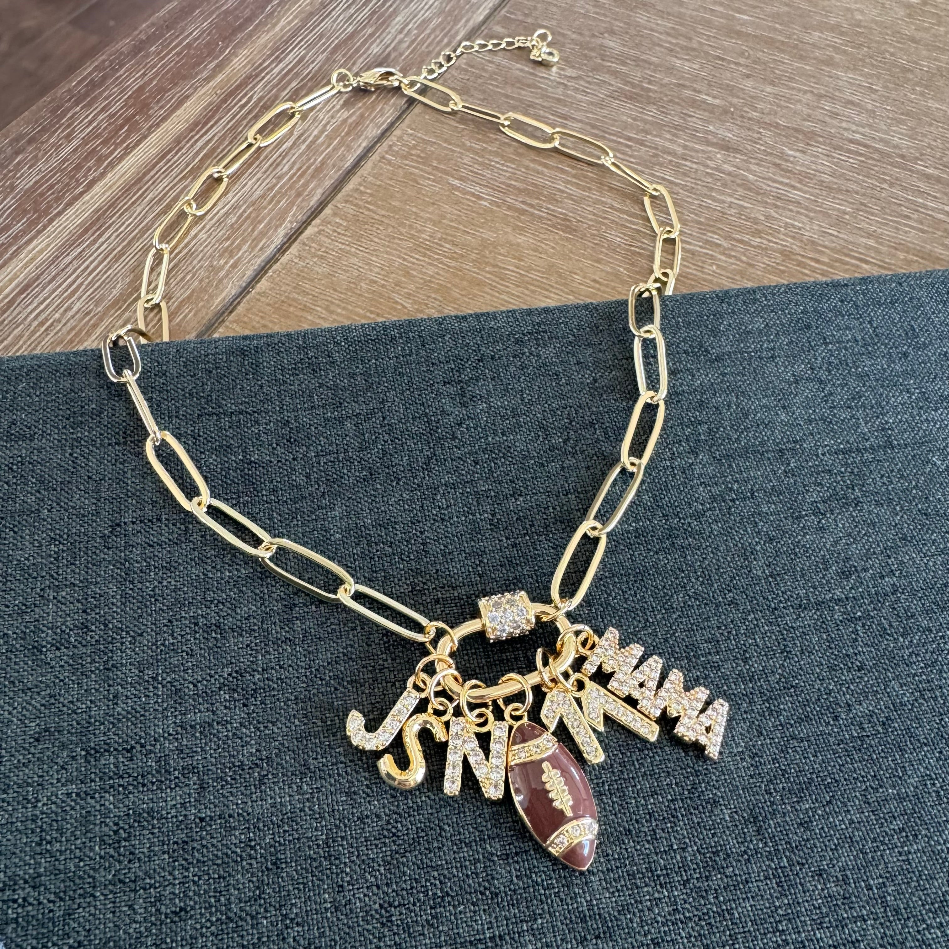 JSN Super Bowl Mama Football Carabiner Necklace