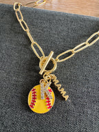 Softball Mama Initial Stone Necklace
