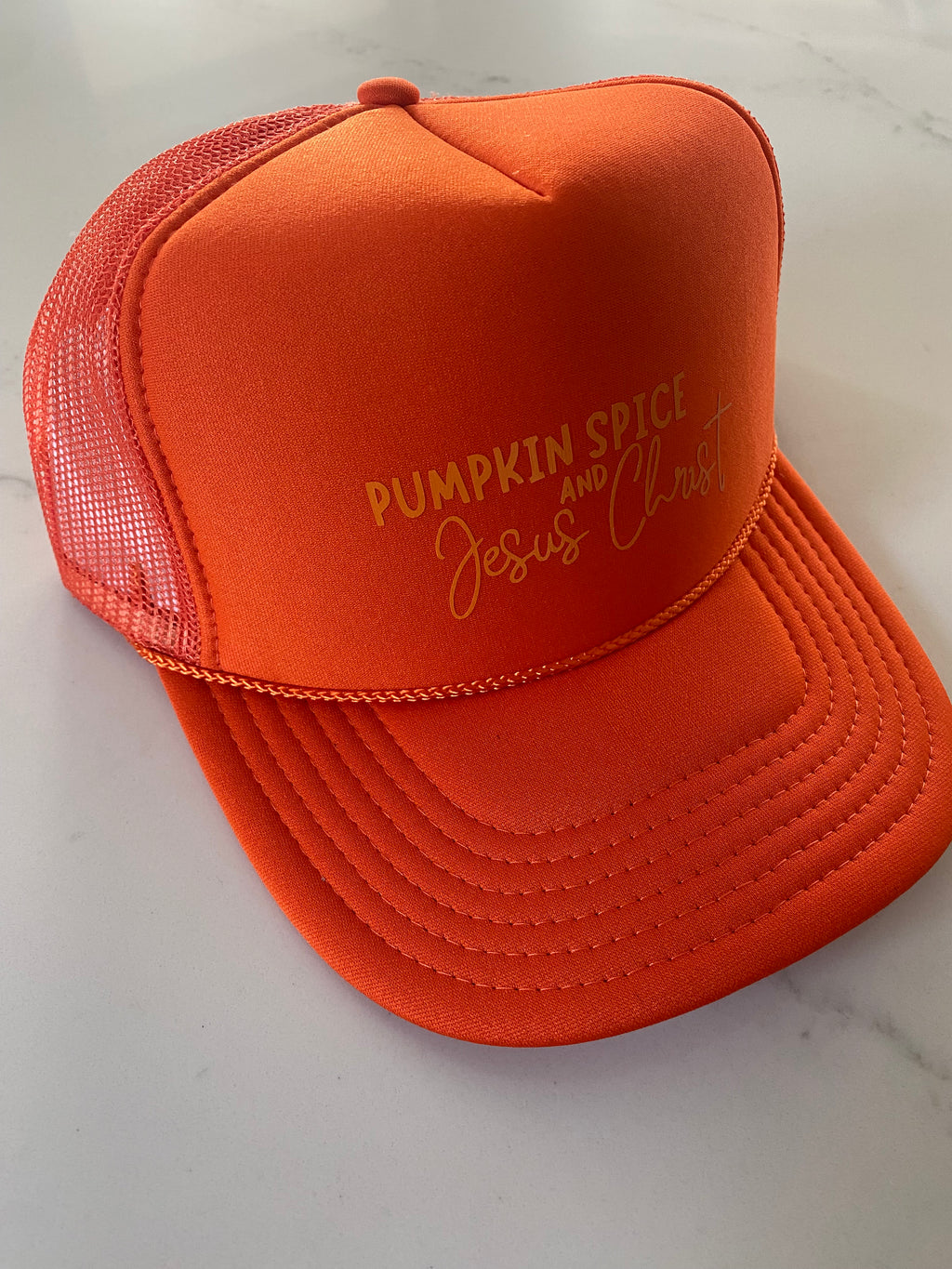 Pumpkin Spice and Jesus Christ Orange Hat