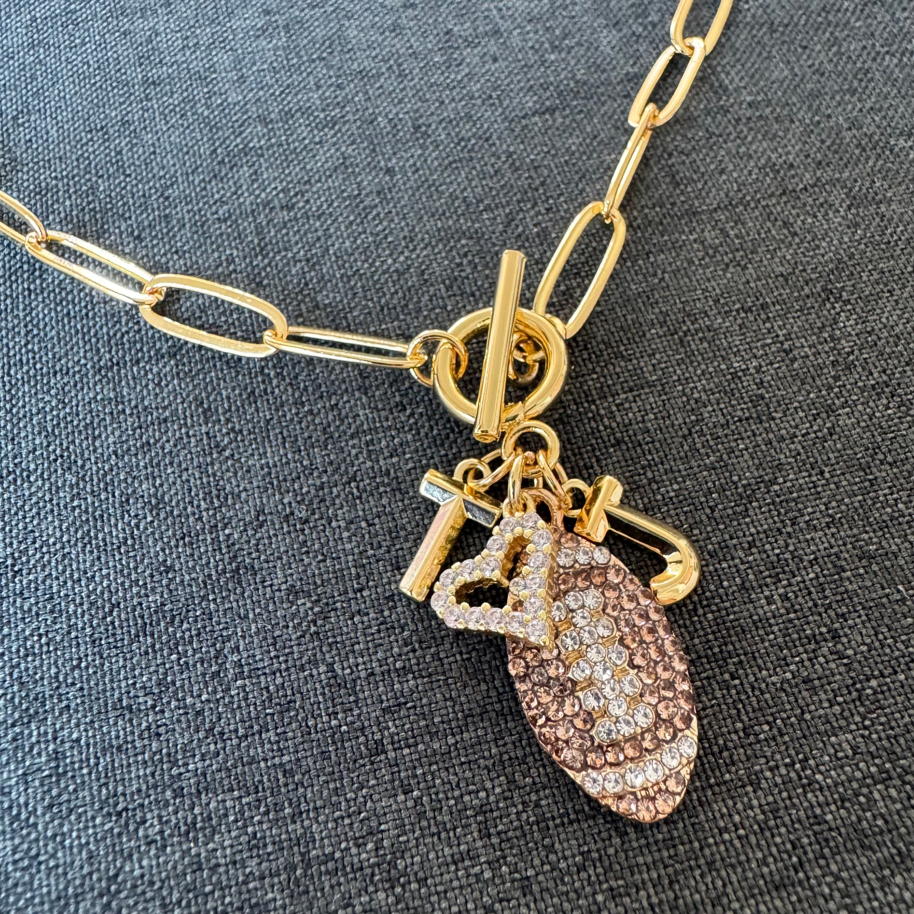Football Layered Two Initial Necklace