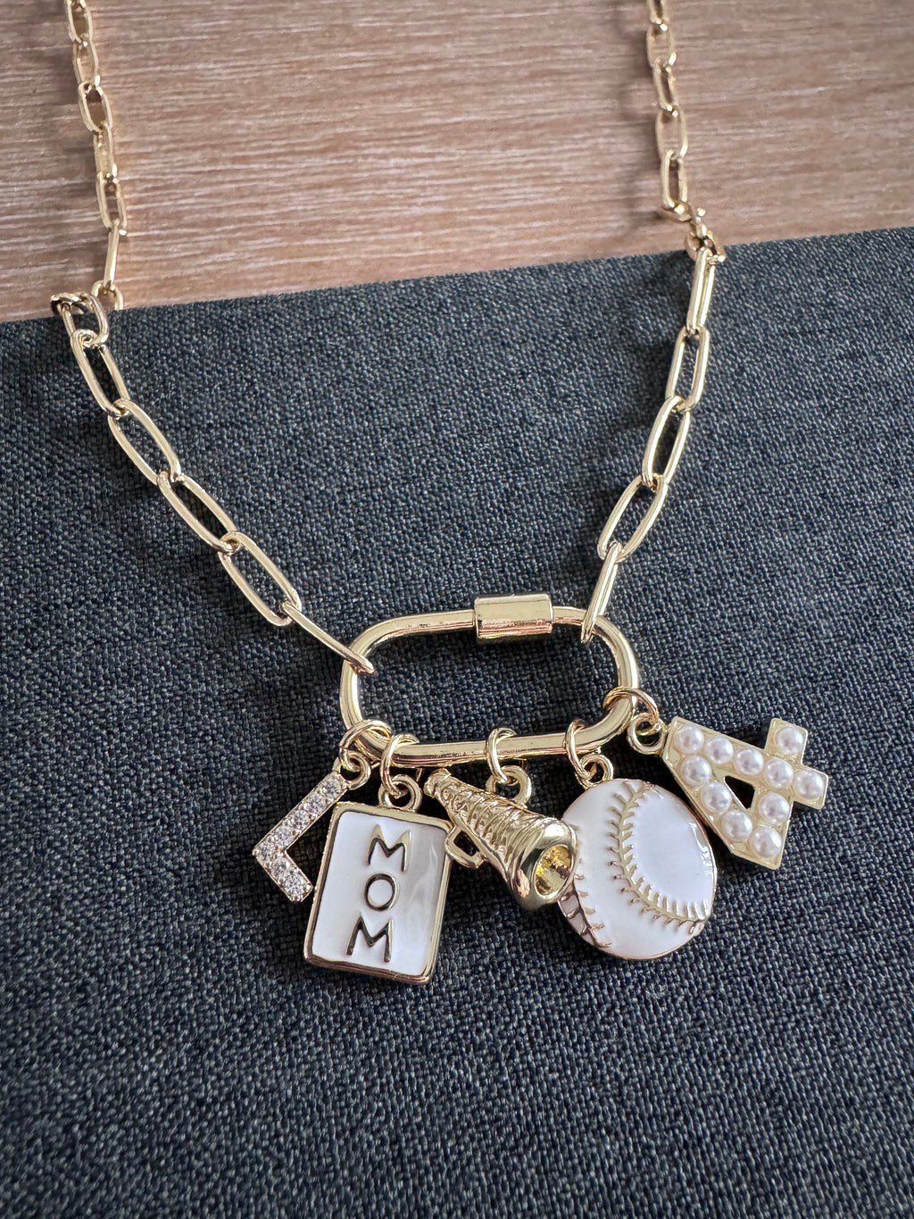 Baseball Mom Cheer Carabiner Necklace