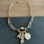 Baseball Mama Charm White Ball Necklace