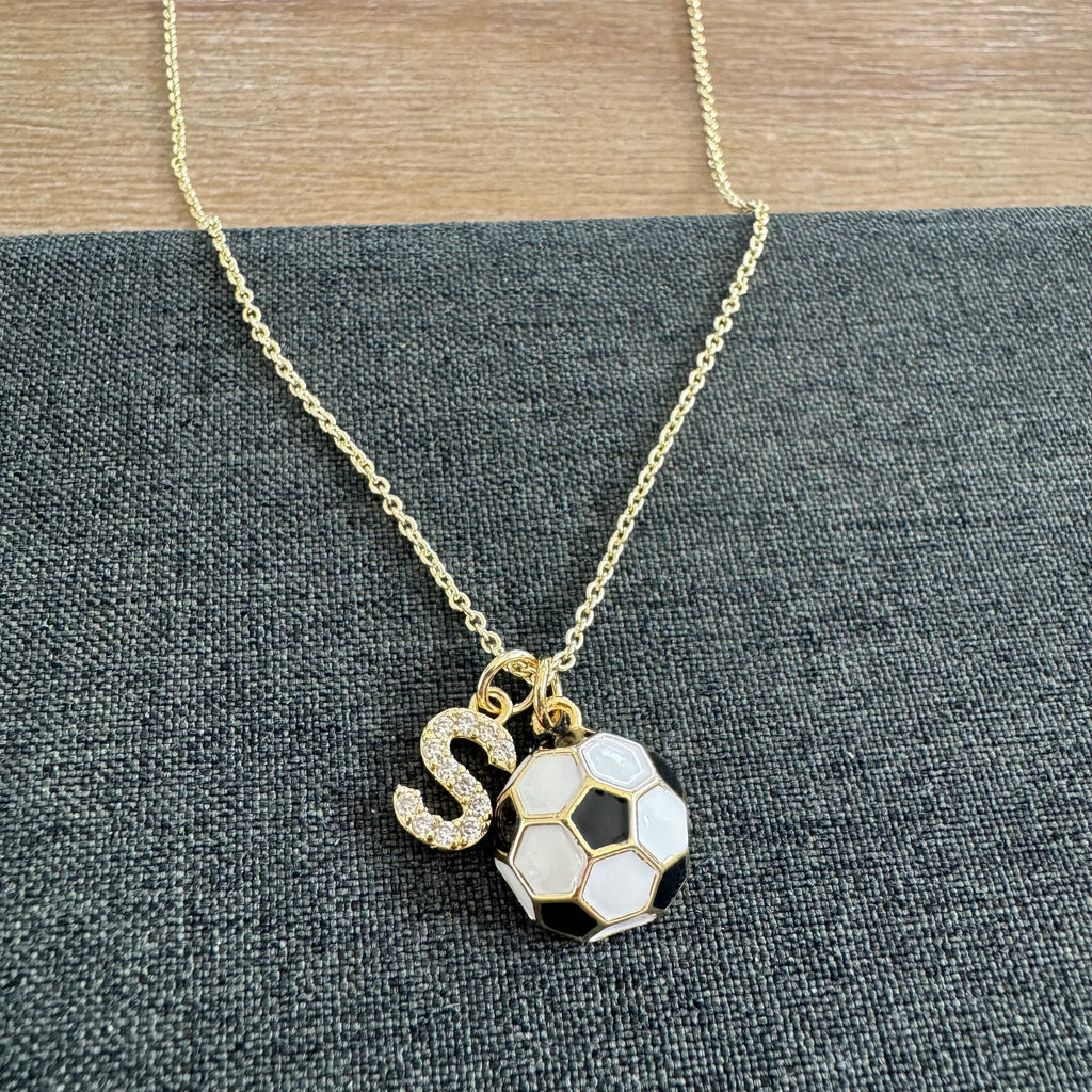Soccer Pendant Initial Casen Necklace