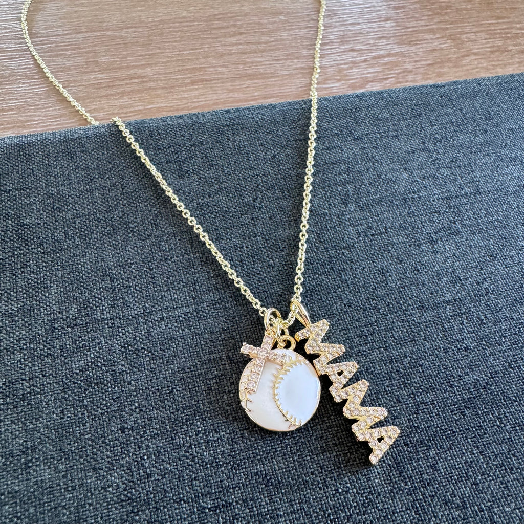 Baseball Mama Cross Necklace