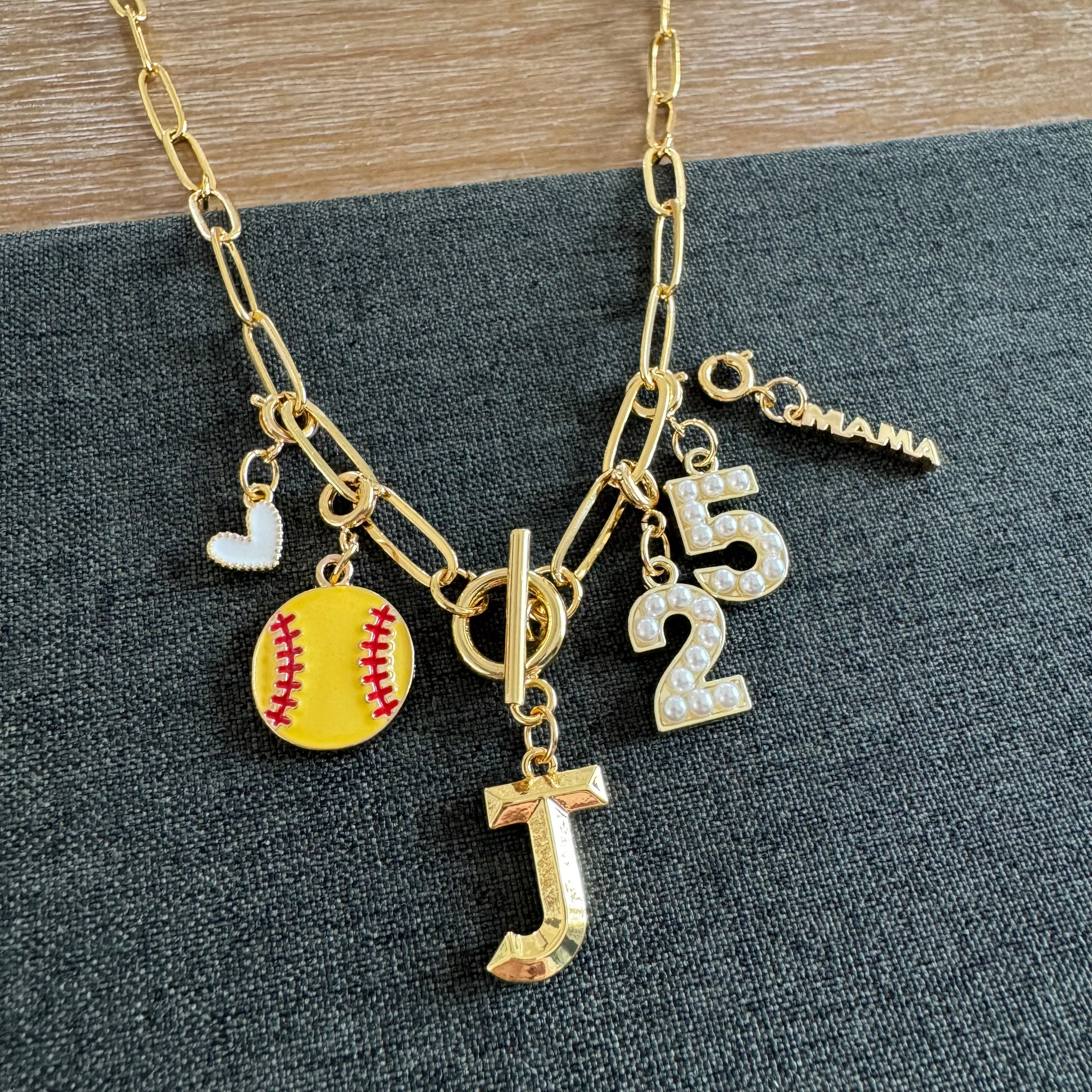 Softball Mama Number Necklace