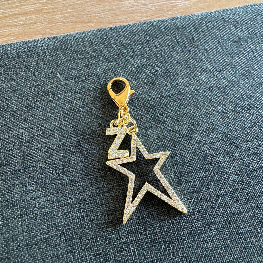 Sarah Rhinestone Initial Star Shoe Charm