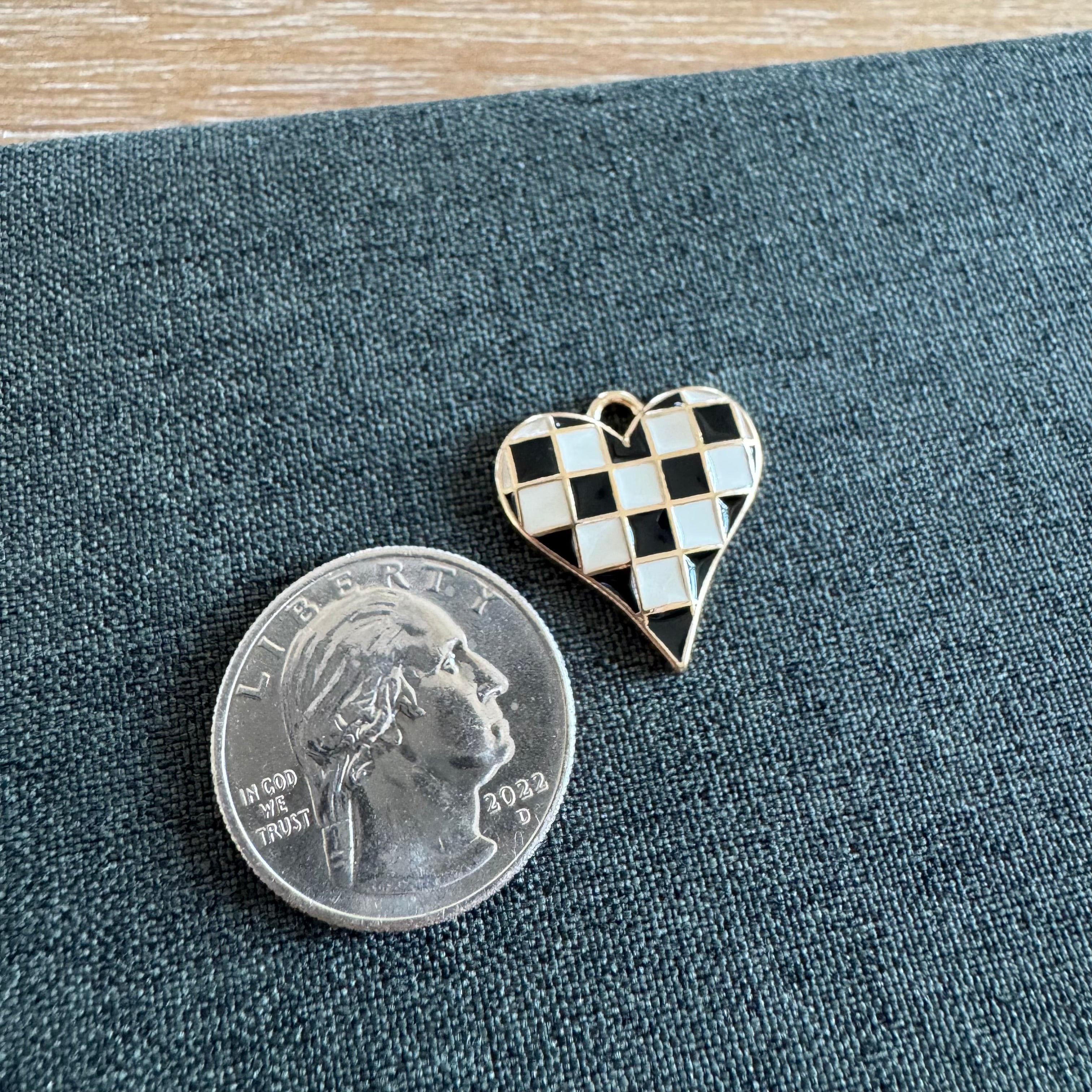Checkered Point Heart Charm