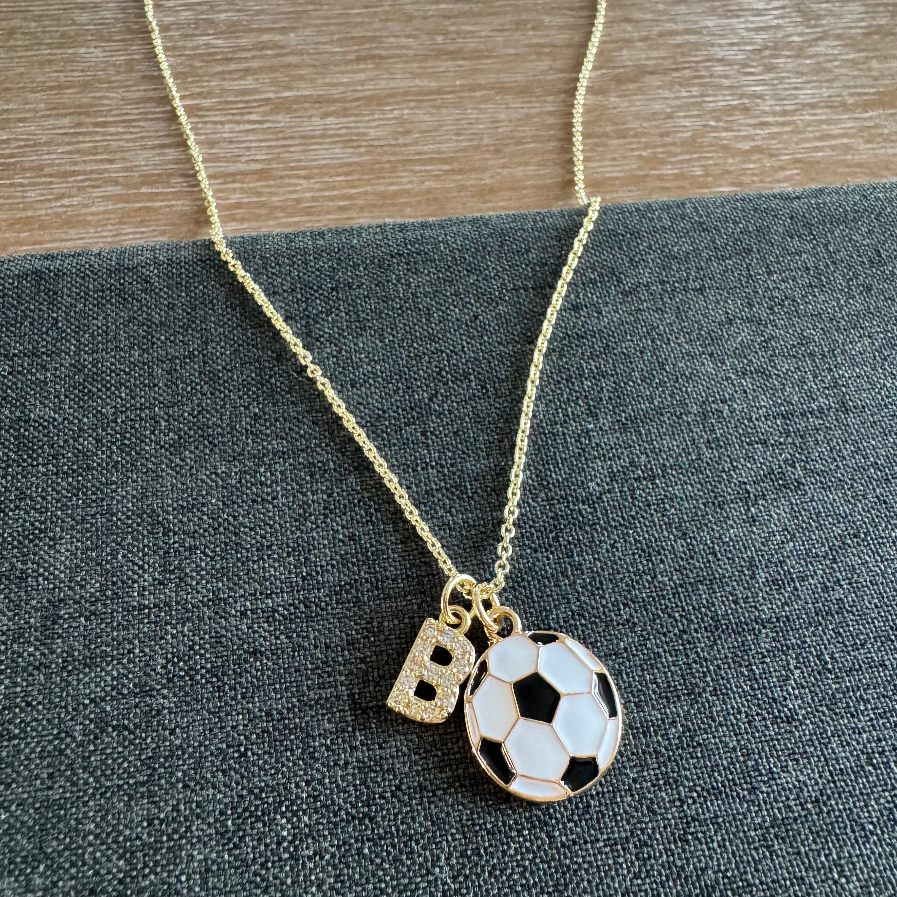 Soccer Initial Casen Necklace