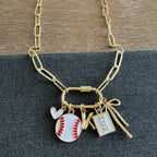 Knox Carabiner Initial Baseball Mom Charm Necklace