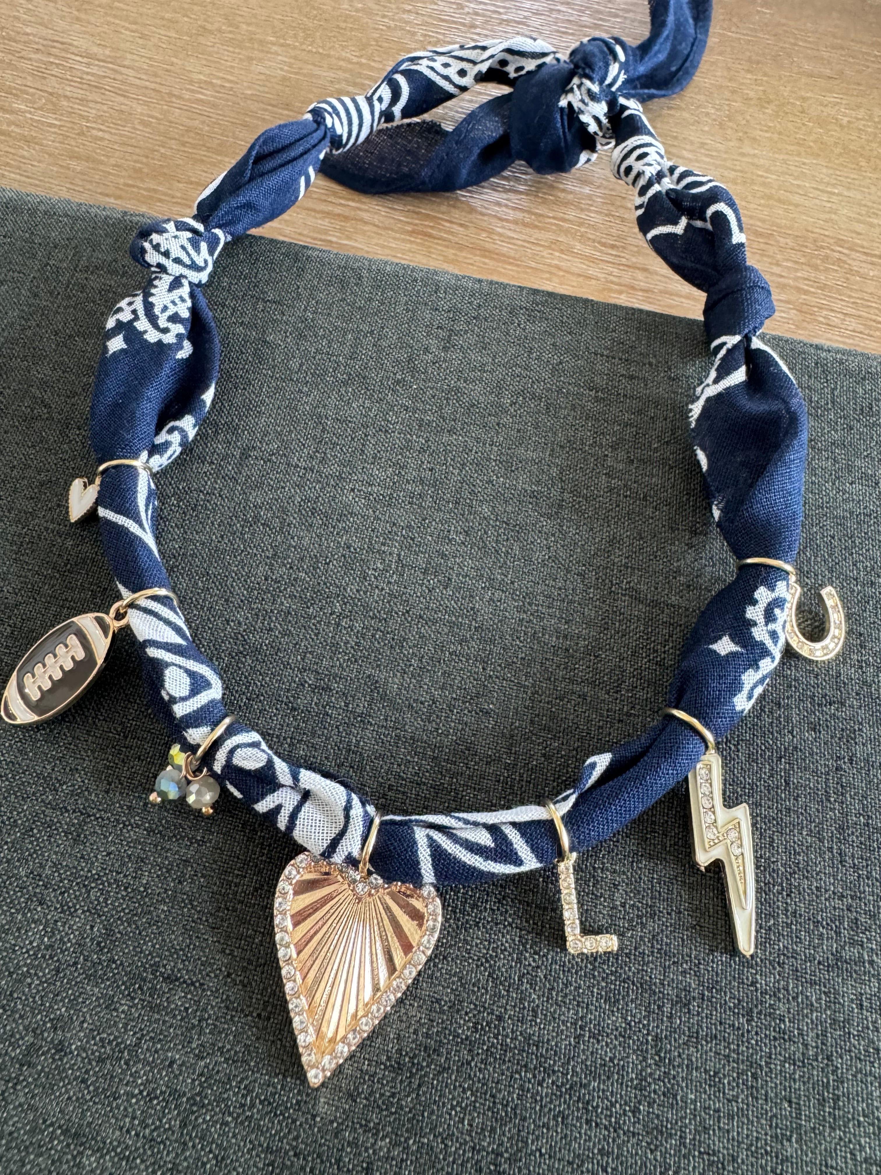 Football Bandana Necklace Navy Blue