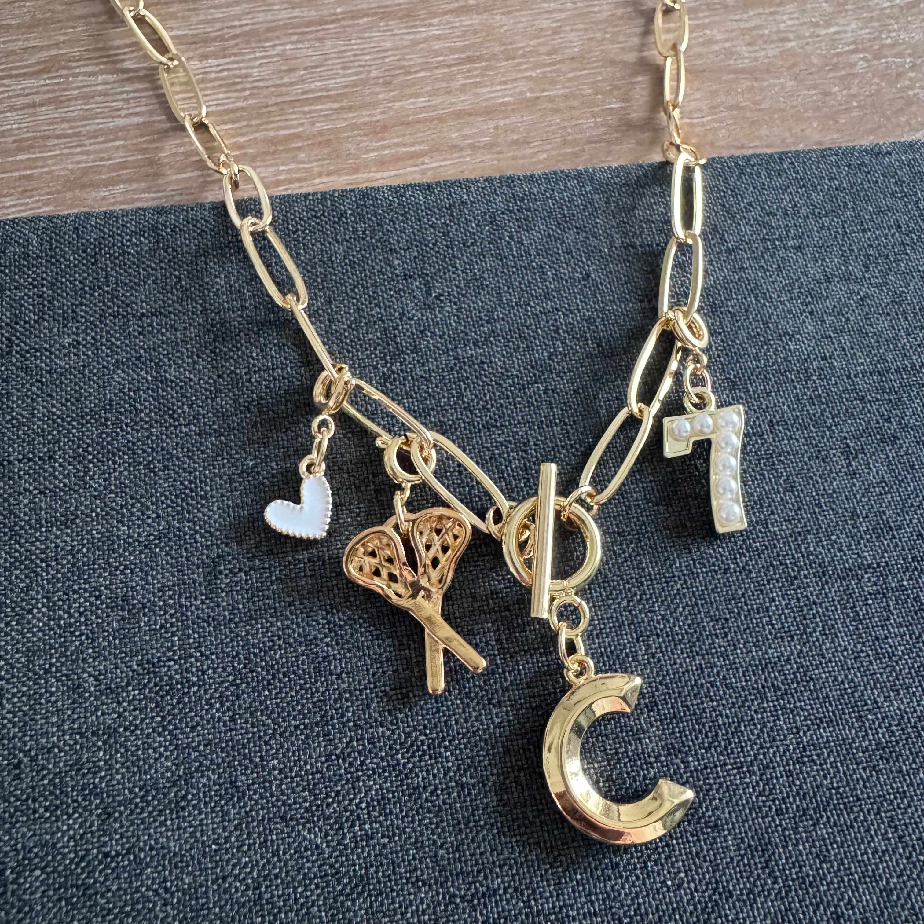 Lacrosse Sticks Number Necklace