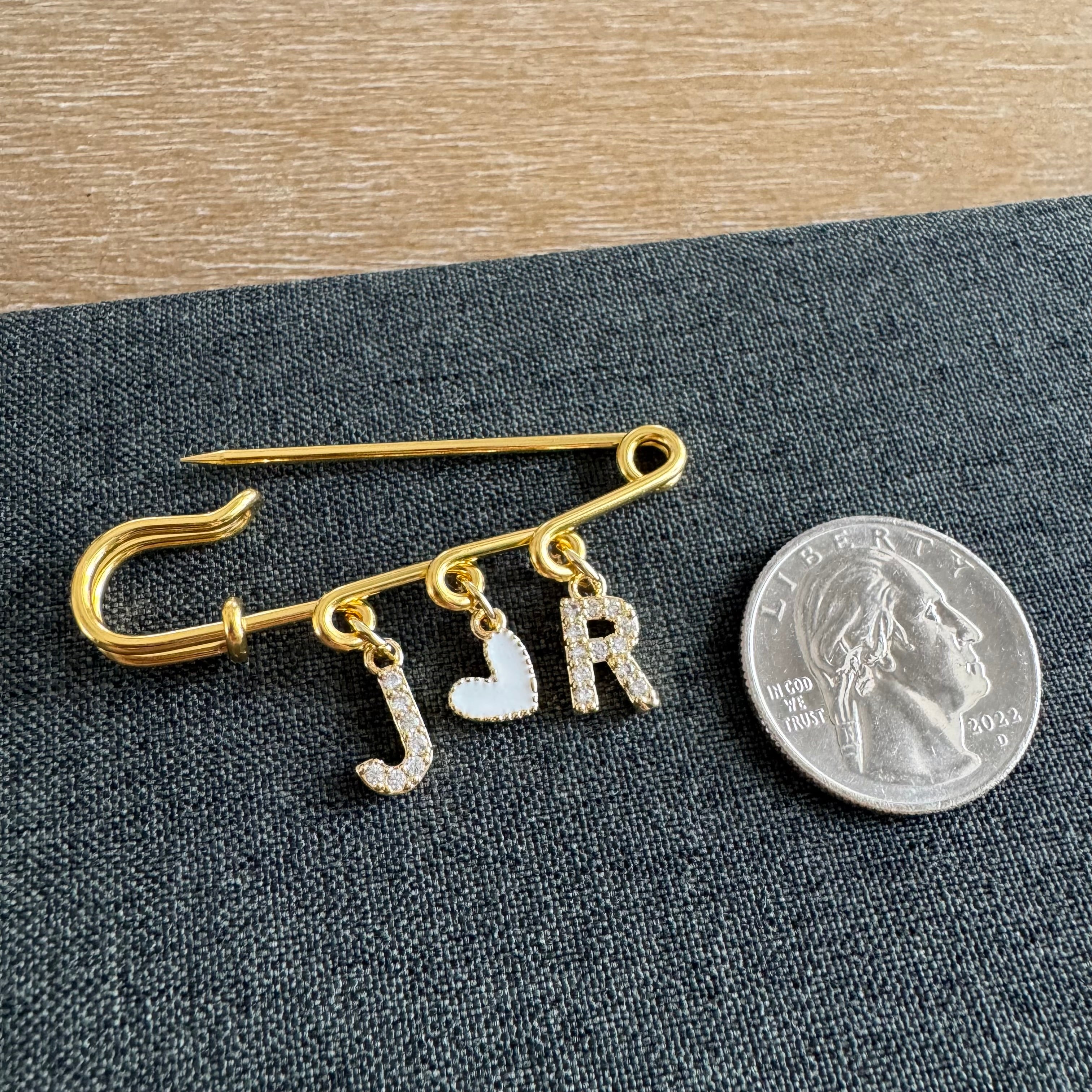 Initial Love Brooch Pin