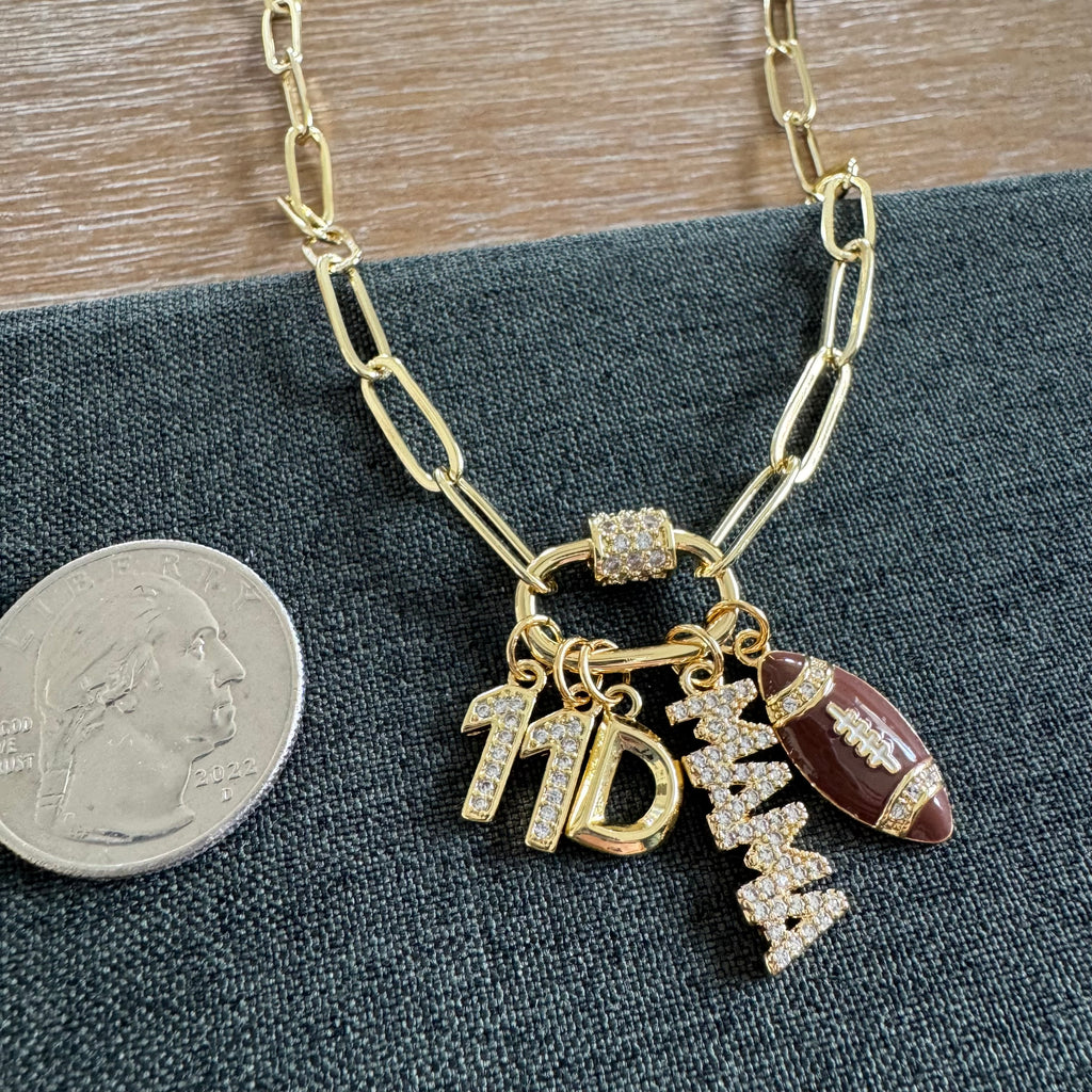 Hollar Football Mama Charm Necklace