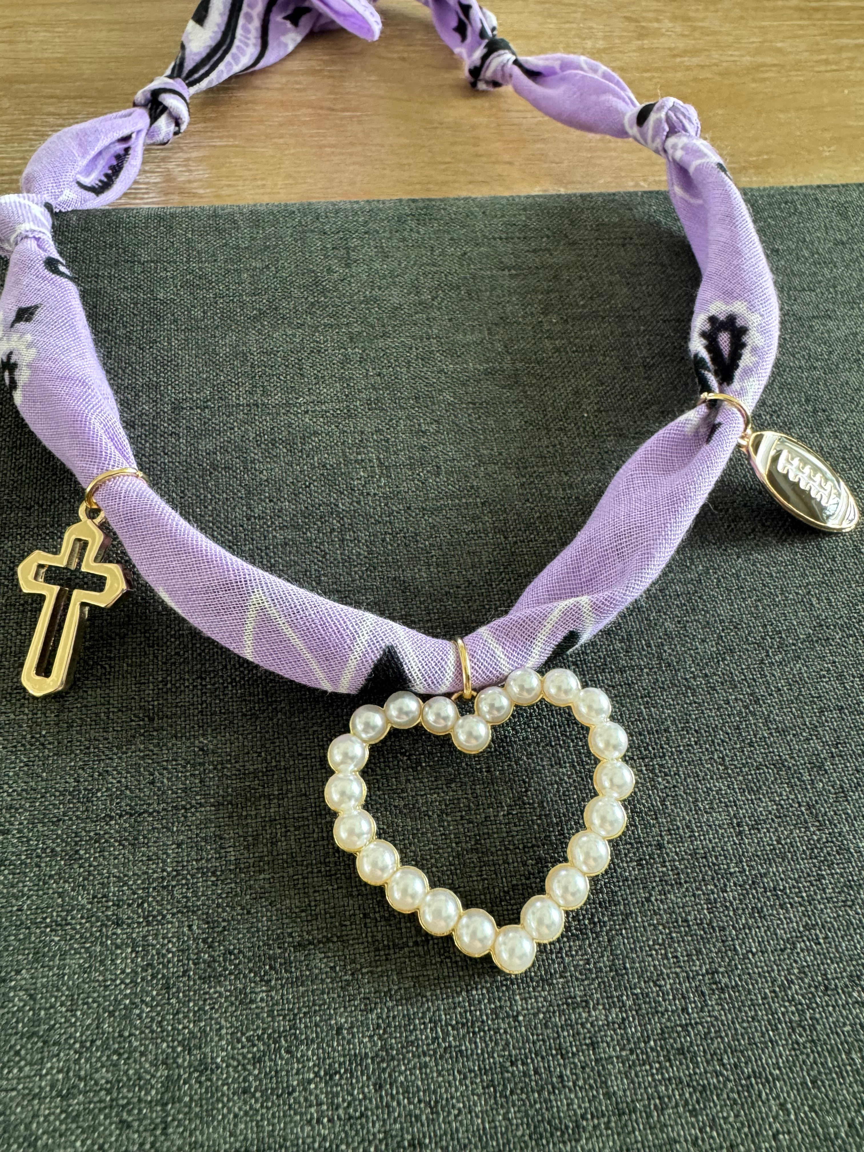 Football Heart Bandana Necklace Lavender