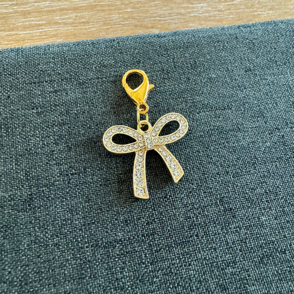 Rhinestone Bow Shoe Charm