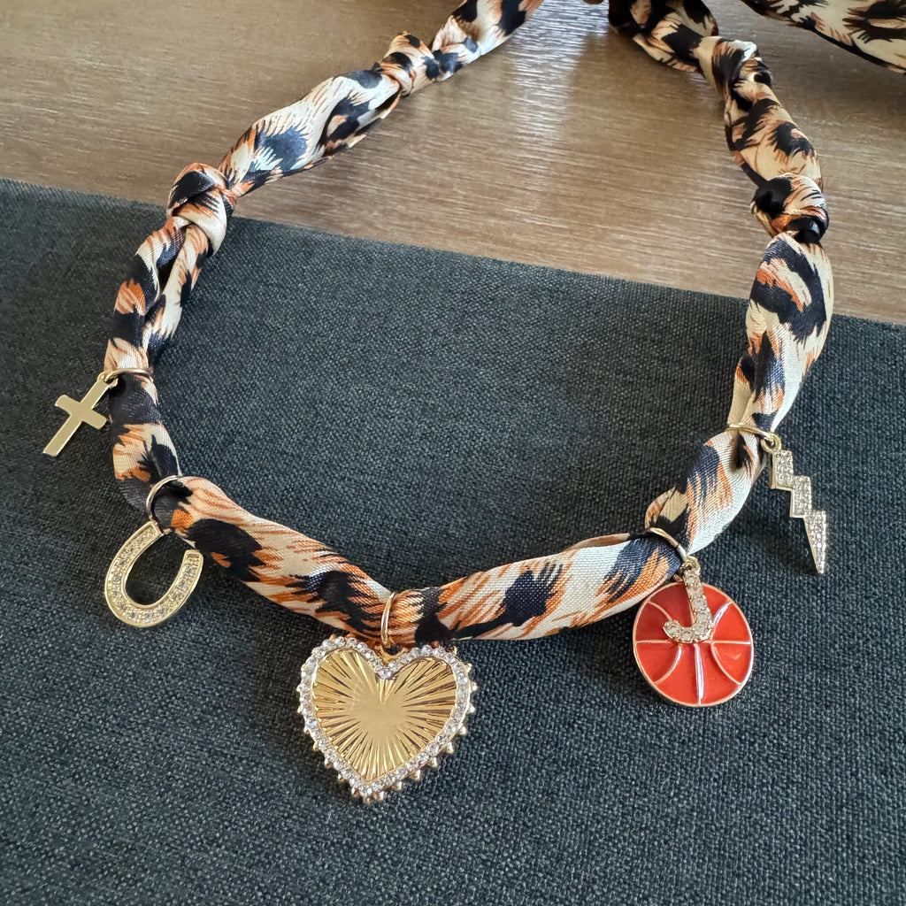 Basketball Initial Bandana Necklace Leopard