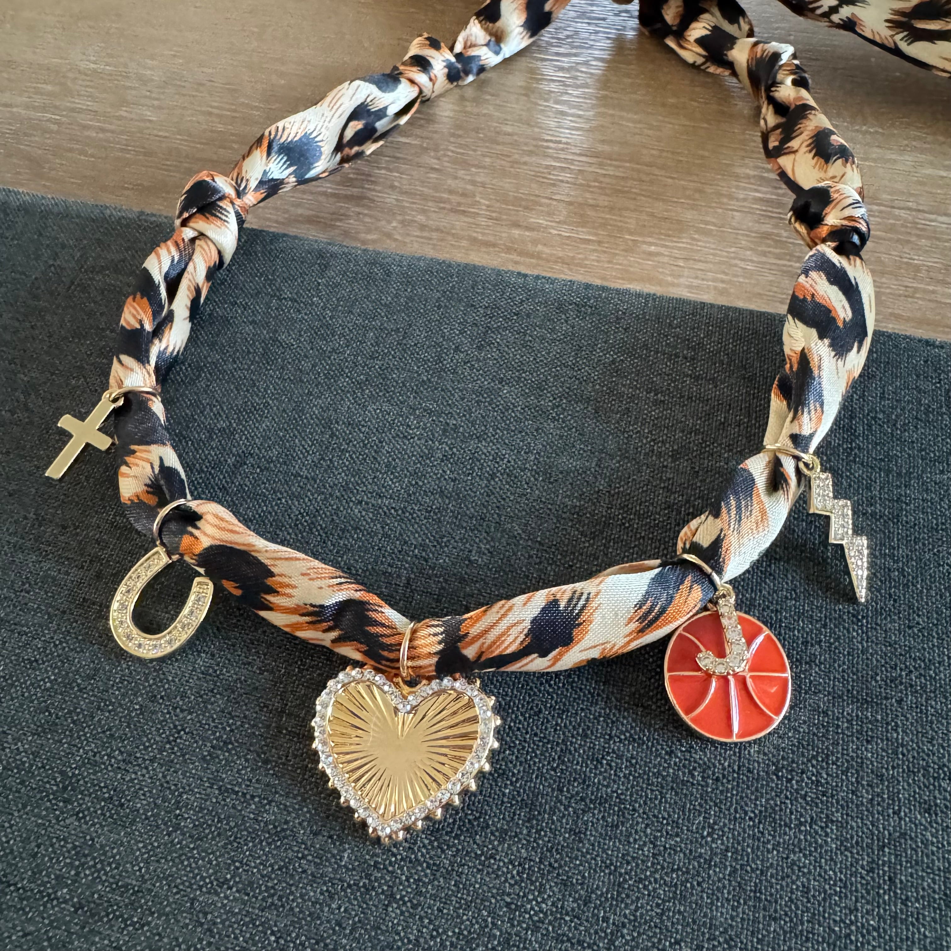 Basketball Initial Bandana Necklace Leopard