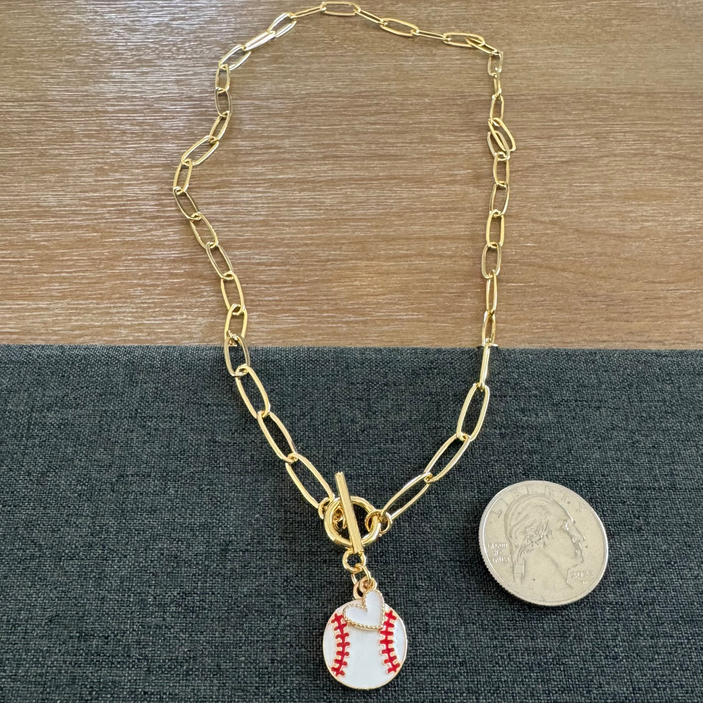 Baseball Heart Layered Necklace